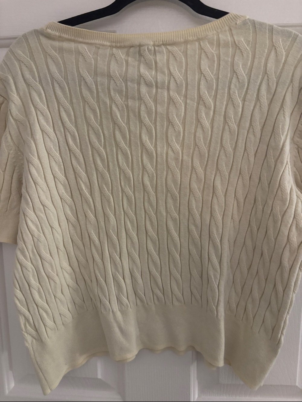 CeCe Ivory Cable Knit Short Sleeve Pullover - Picture 3 of 3
